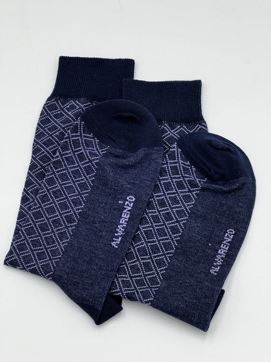Navy & White Diamond Socks - Folded
