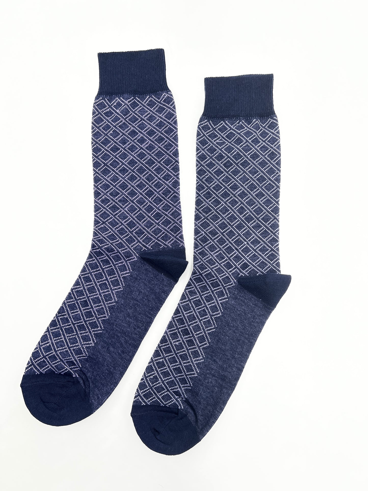 Navy & White Diamond Socks