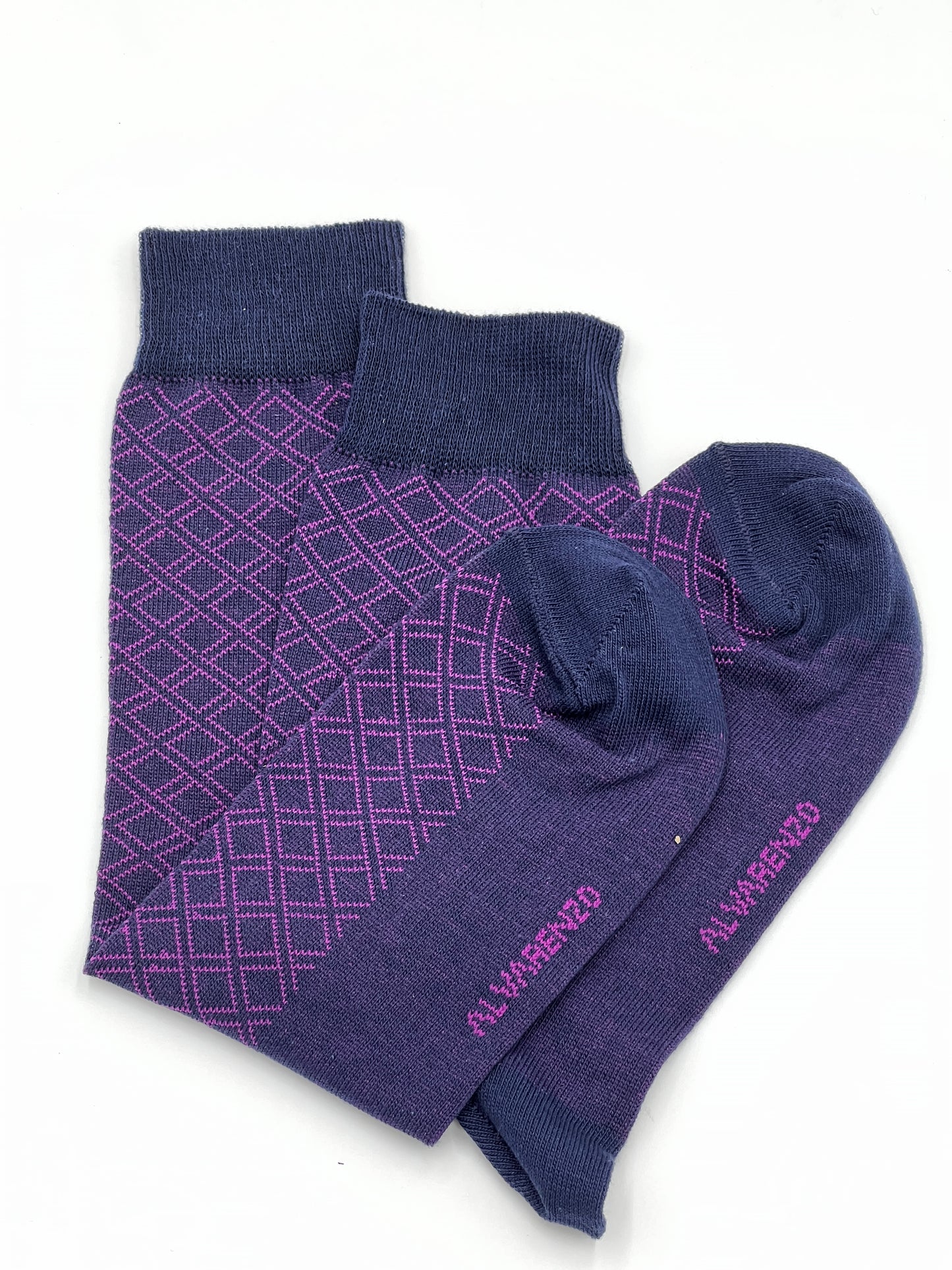 Navy & Fuchsia Diamond Socks - Folded