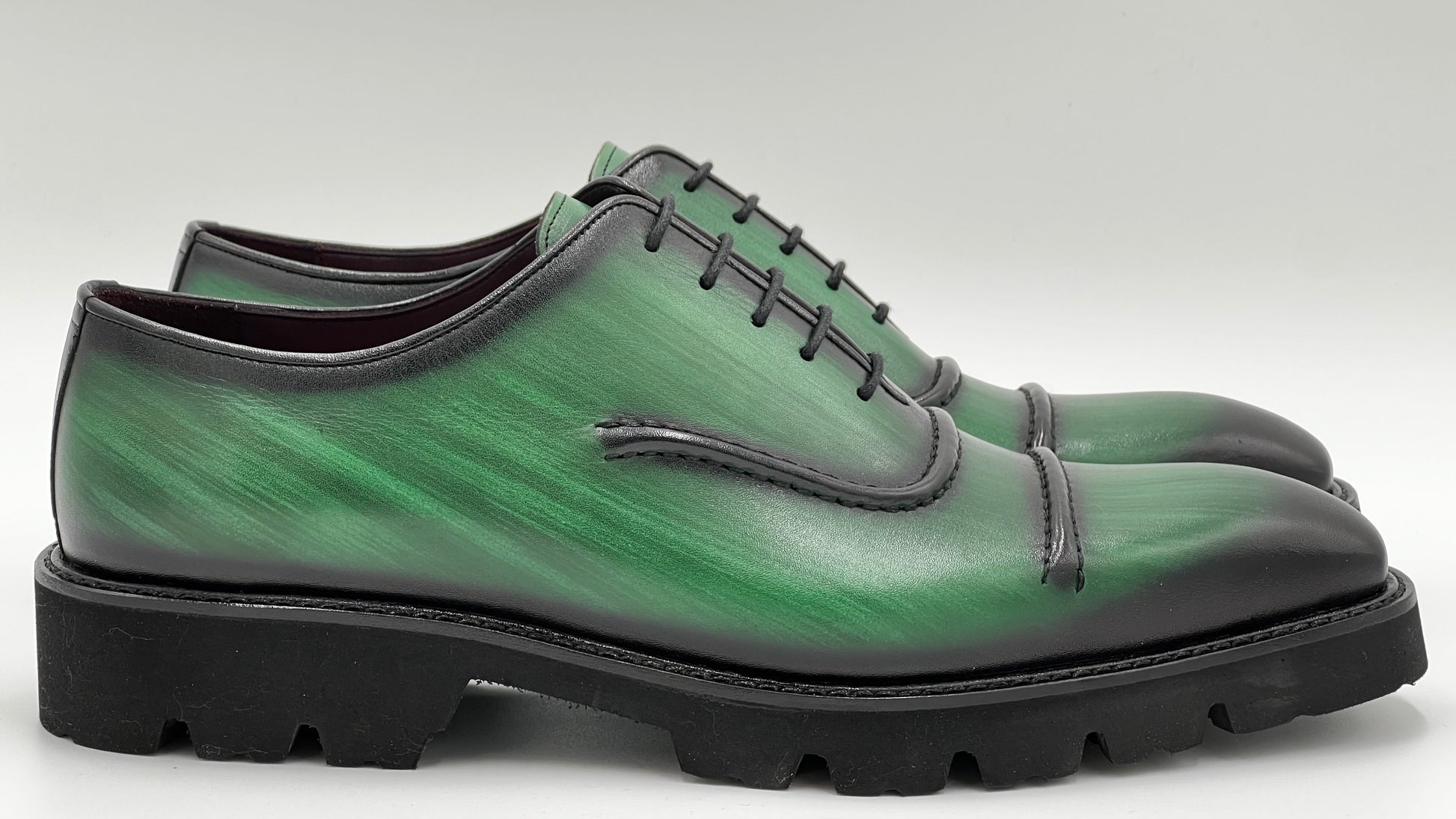 LAKAS Handpaint Tan Rubber Sole Leather Shoes - Alvarenzo shoes