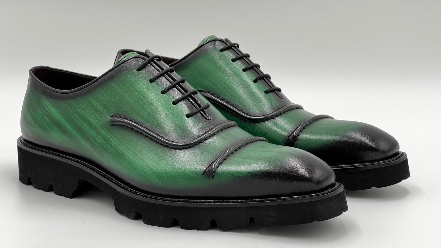 LAKAS Handpaint Tan Rubber Sole Leather Shoes - Alvarenzo shoes