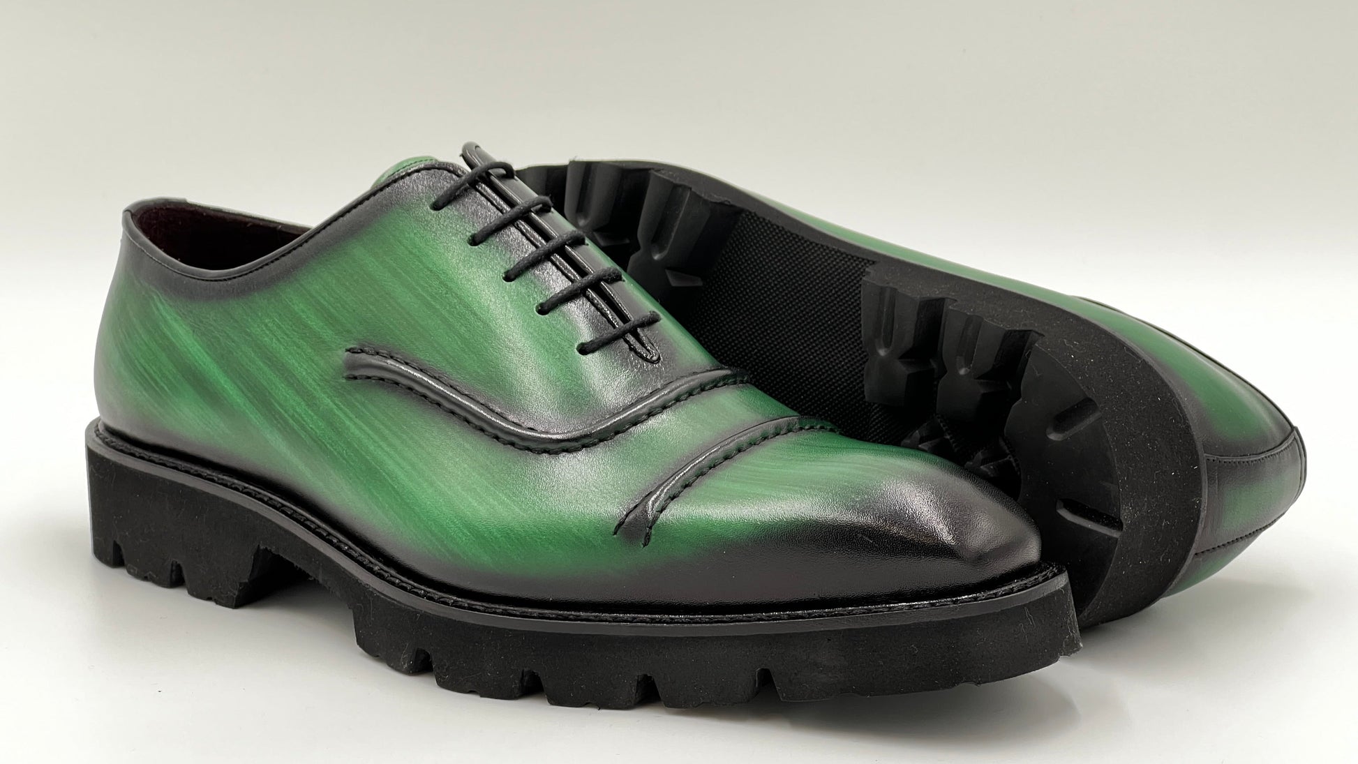 LAKAS Handpaint Tan Rubber Sole Leather Shoes - Alvarenzo shoes