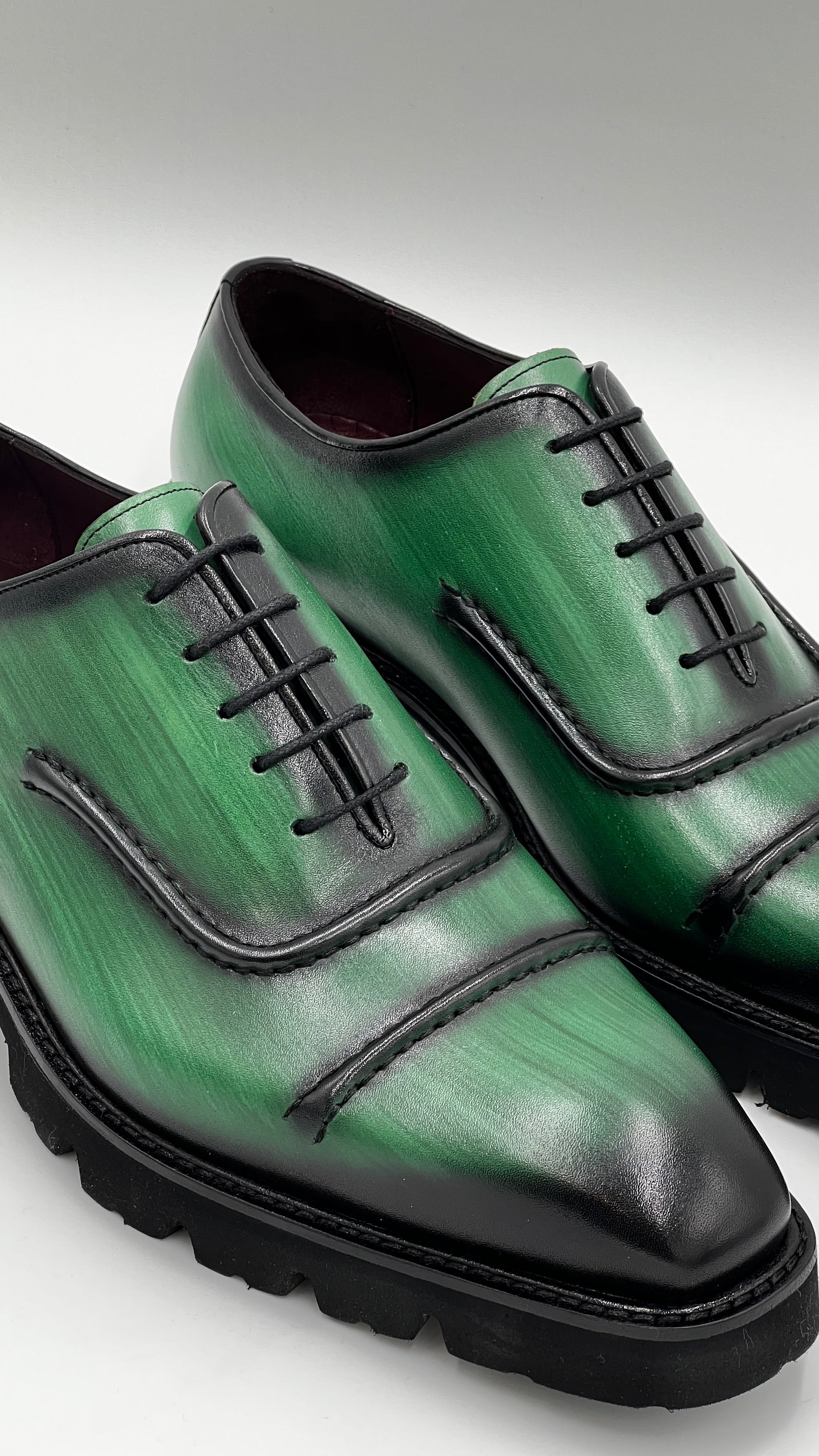 LAKAS Handpaint Tan Rubber Sole Leather Shoes - Alvarenzo shoes