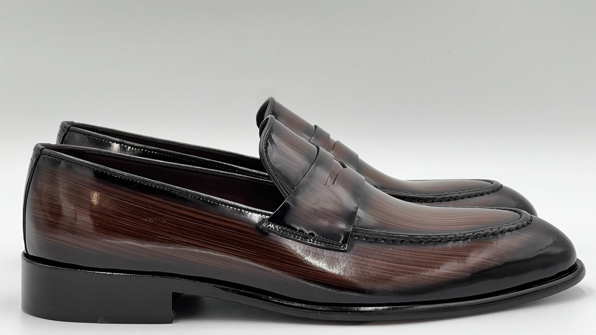 LANDO Handpaint Loafer Brown Leather Dress Shoes - Alvarenzo shoes
