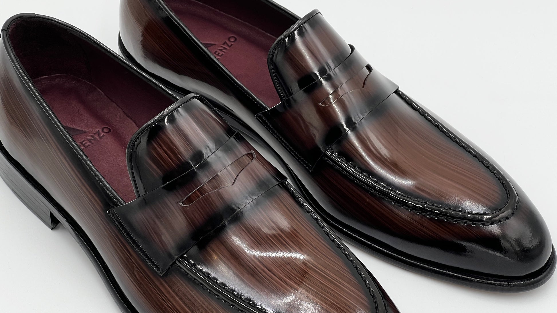 LANDO Handpaint Loafer Brown Leather Dress Shoes - Alvarenzo shoes