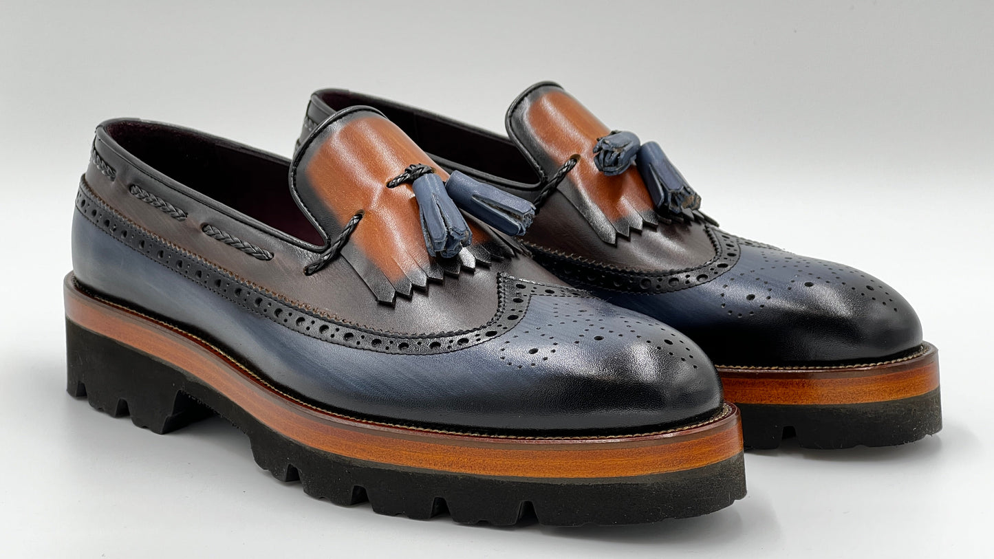 MONKS Handpaint Dual Color Loafer Leather Shoes - Alvarenzo shoes