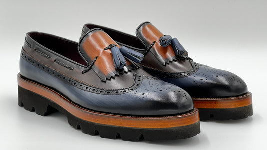 MONKS Handpaint Dual Color Loafer Leather Shoes - Alvarenzo shoes