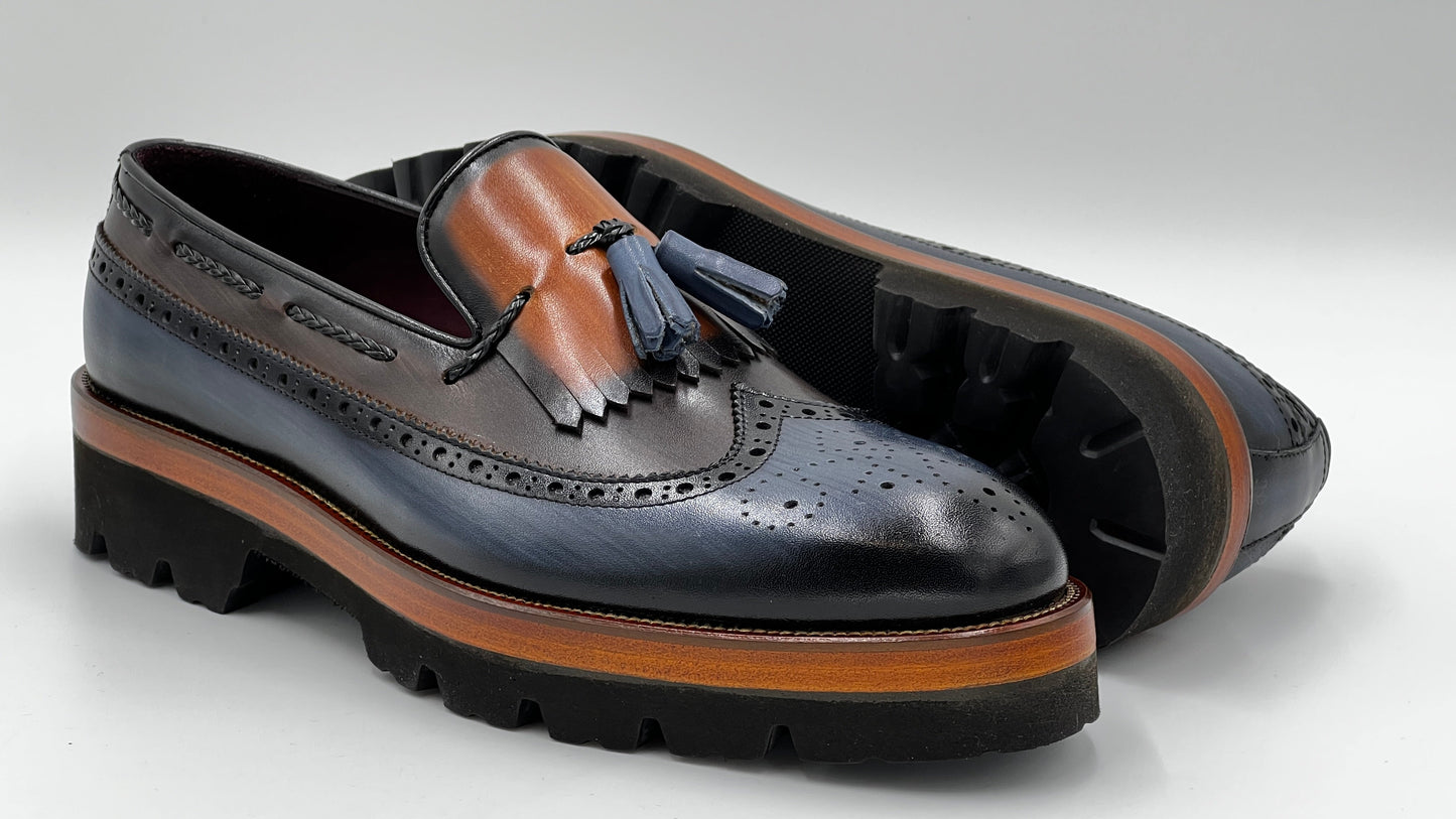 MONKS Handpaint Dual Color Loafer Leather Shoes - Alvarenzo shoes