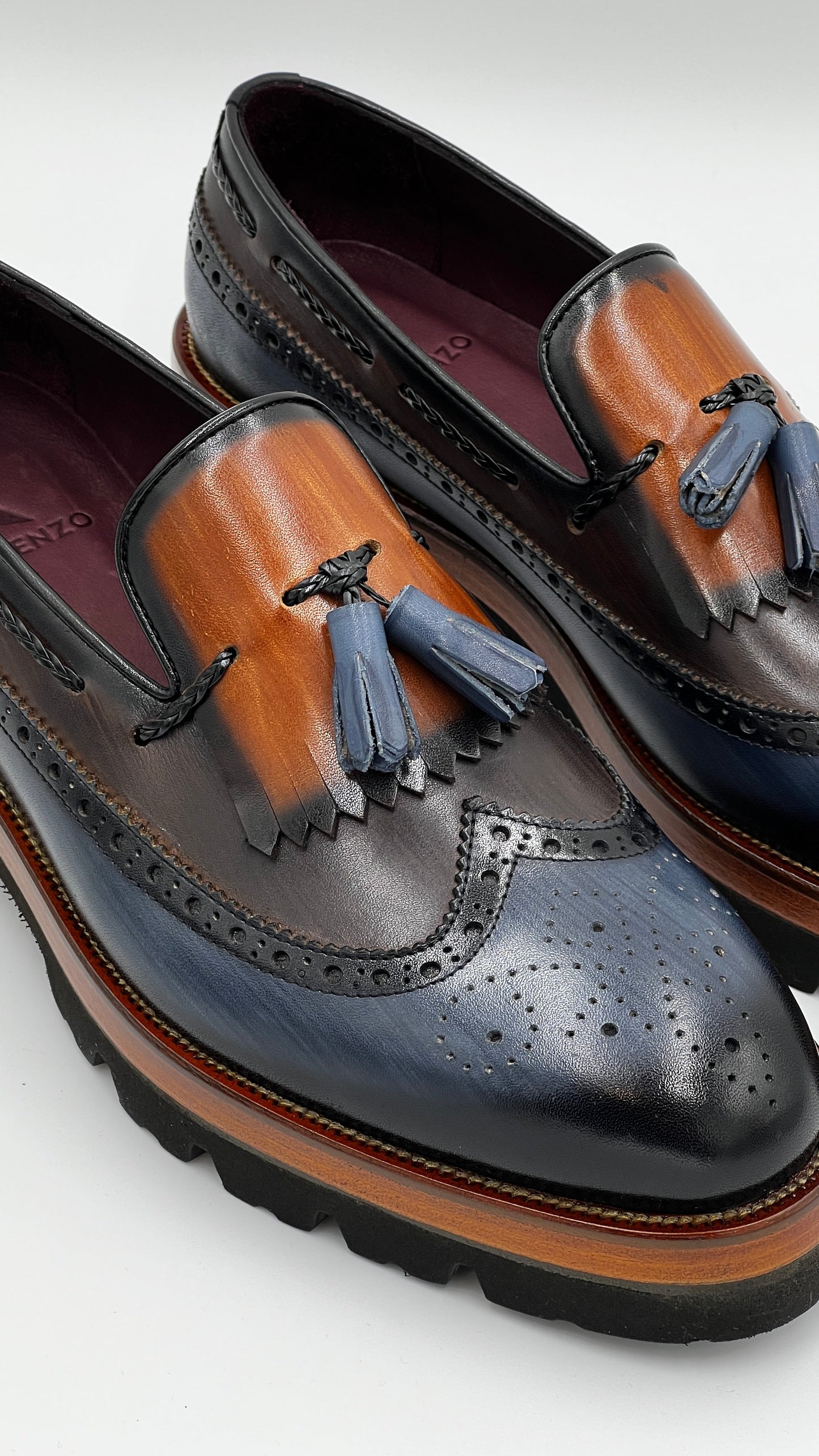MONKS Handpaint Dual Color Loafer Leather Shoes - Alvarenzo shoes