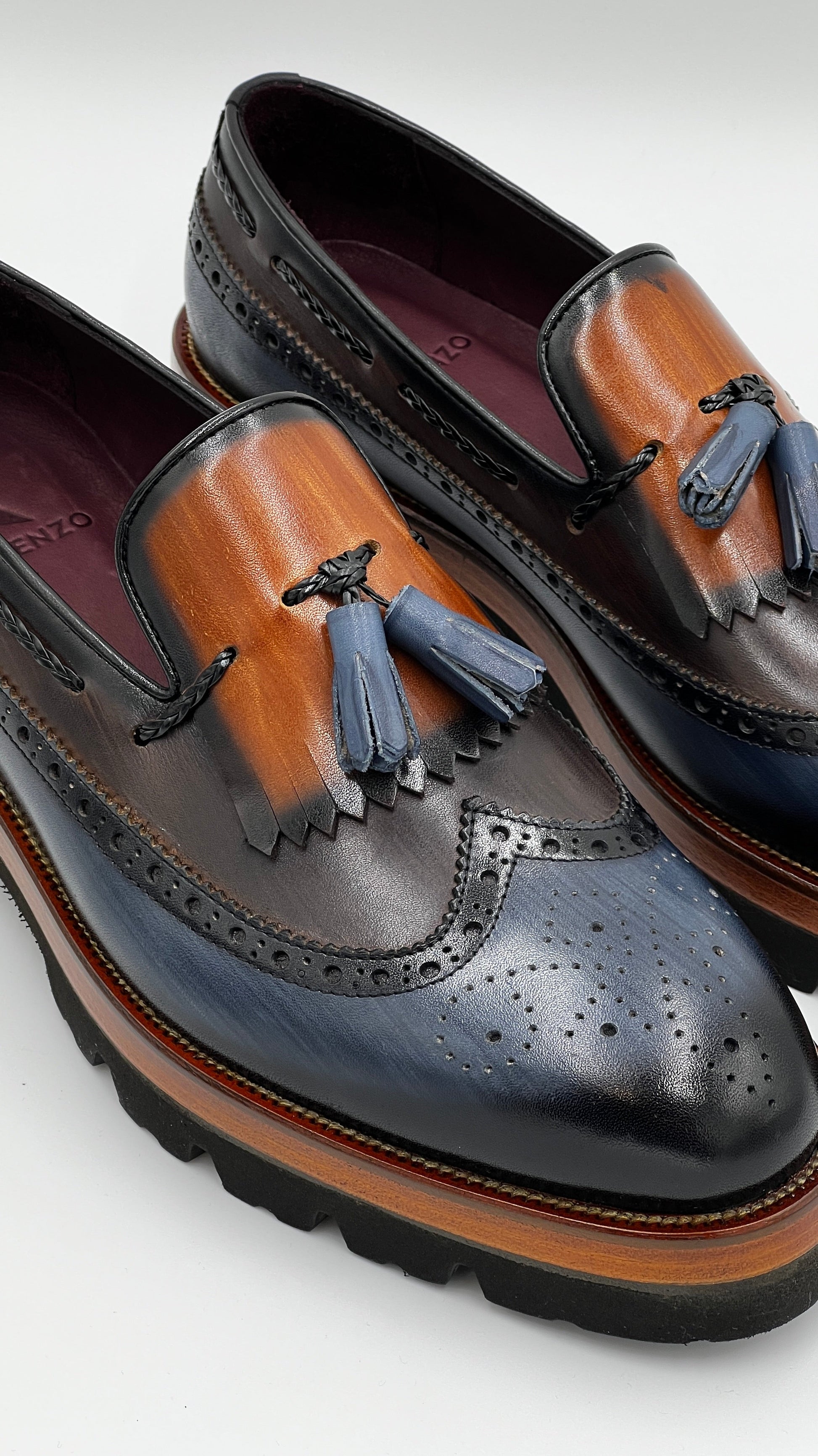 MONKS Handpaint Dual Color Loafer Leather Shoes - Alvarenzo shoes