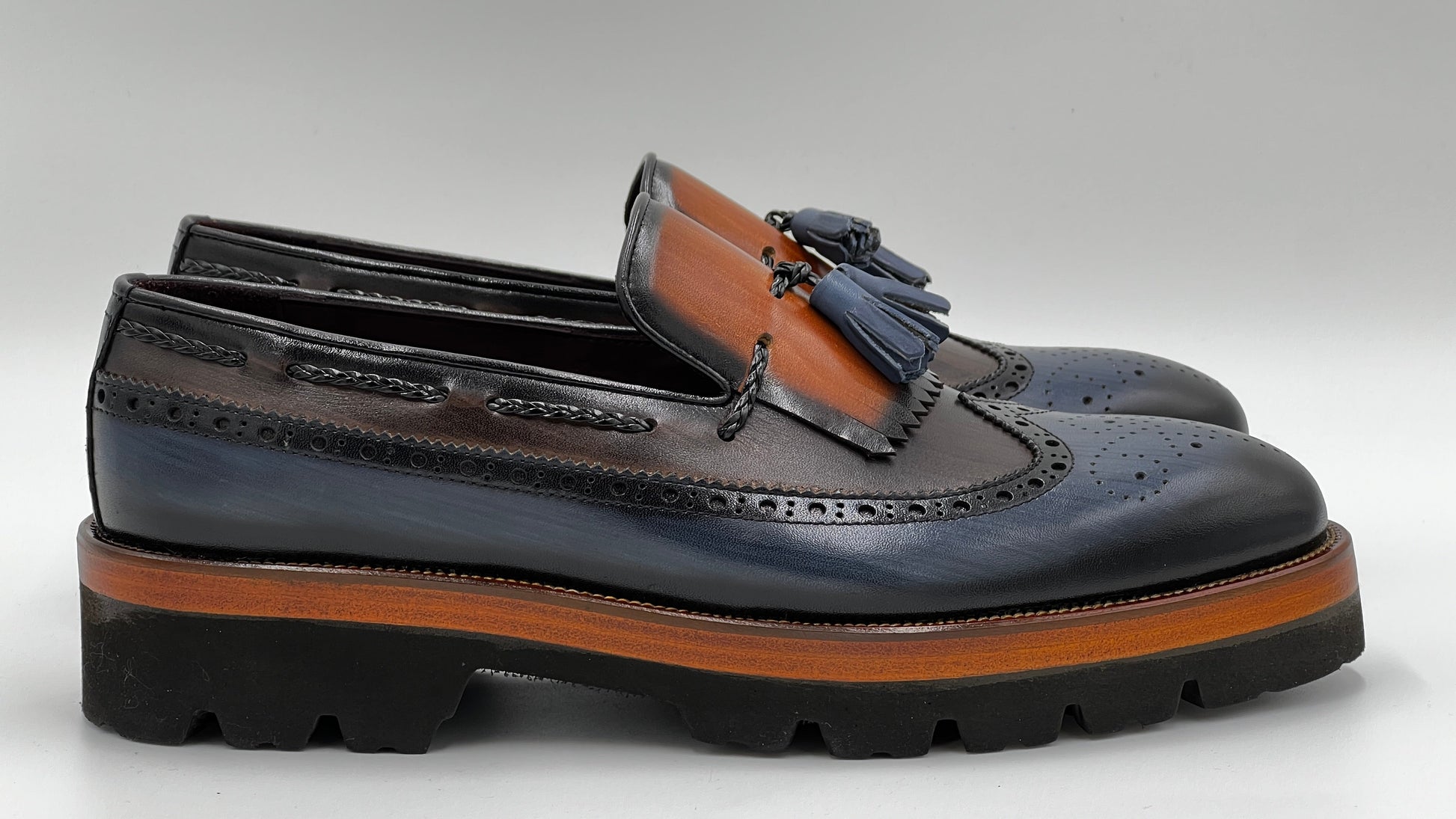 MONKS Handpaint Dual Color Loafer Leather Shoes - Alvarenzo shoes