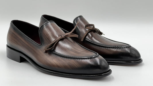 NARDA Handpaint Loafer Brown Leather Shoes - Alvarenzo shoes