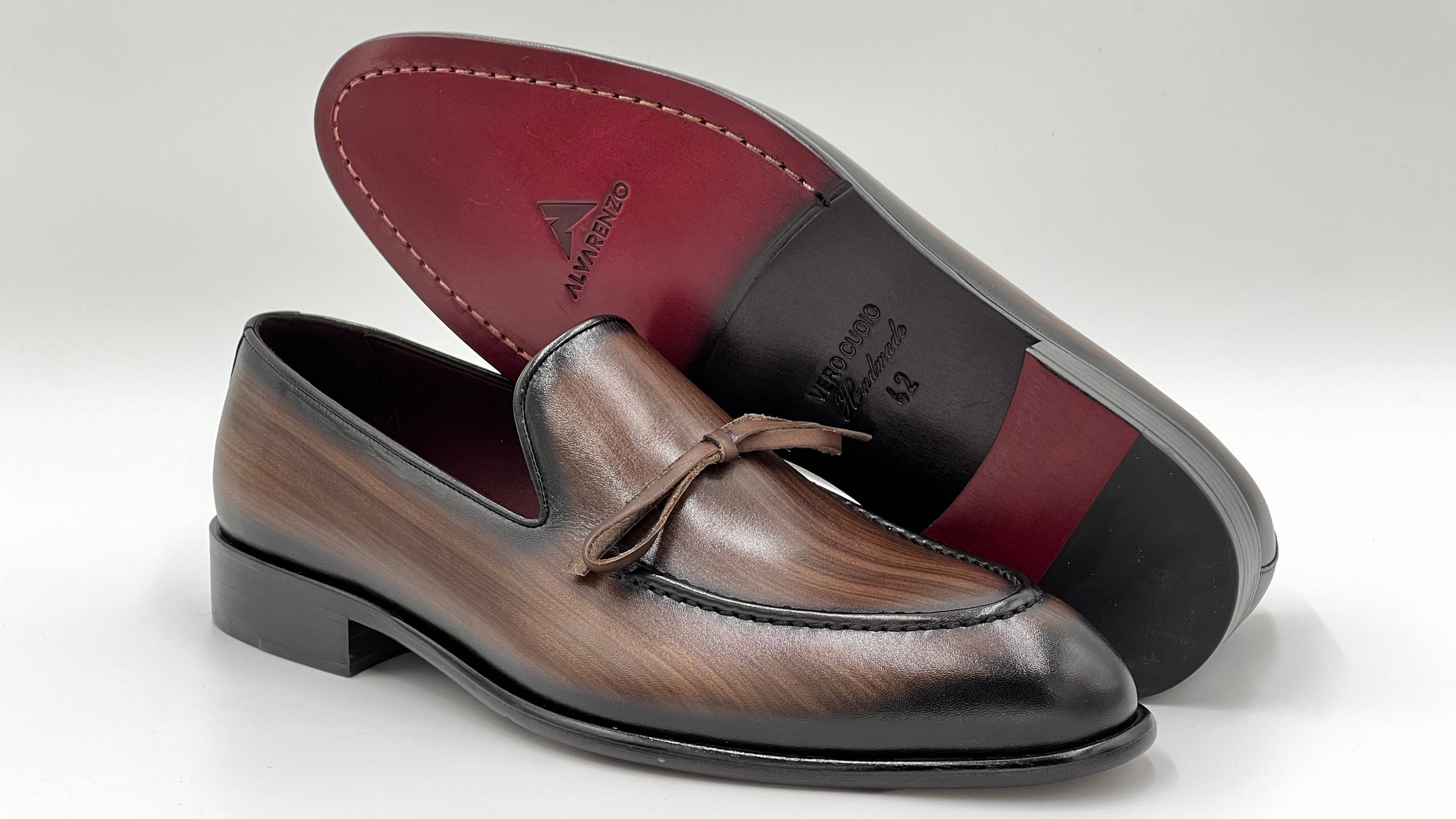 NARDA Handpaint Loafer Brown Leather Shoes - Alvarenzo shoes
