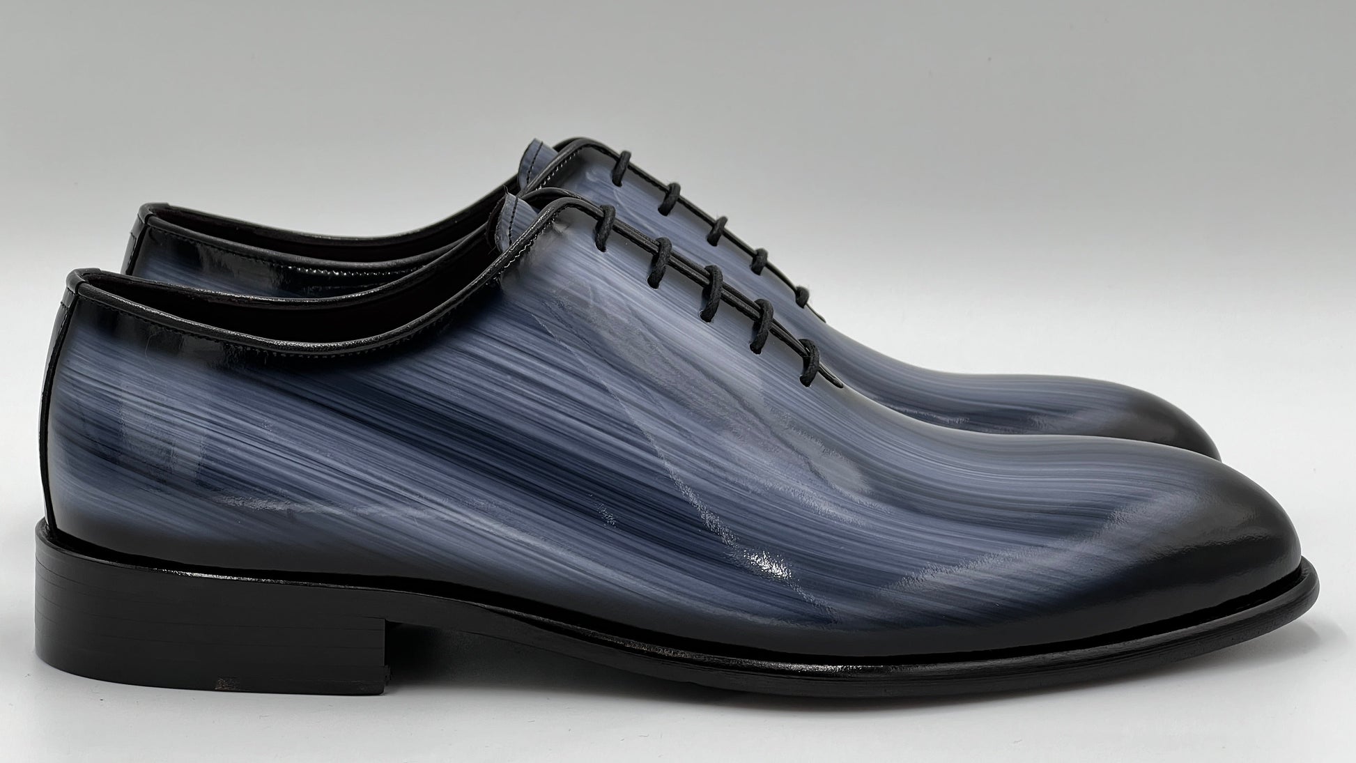 PLOSA Handpaint Wholecut Oxford Blue Leather Shoes - Alvarenzo shoes