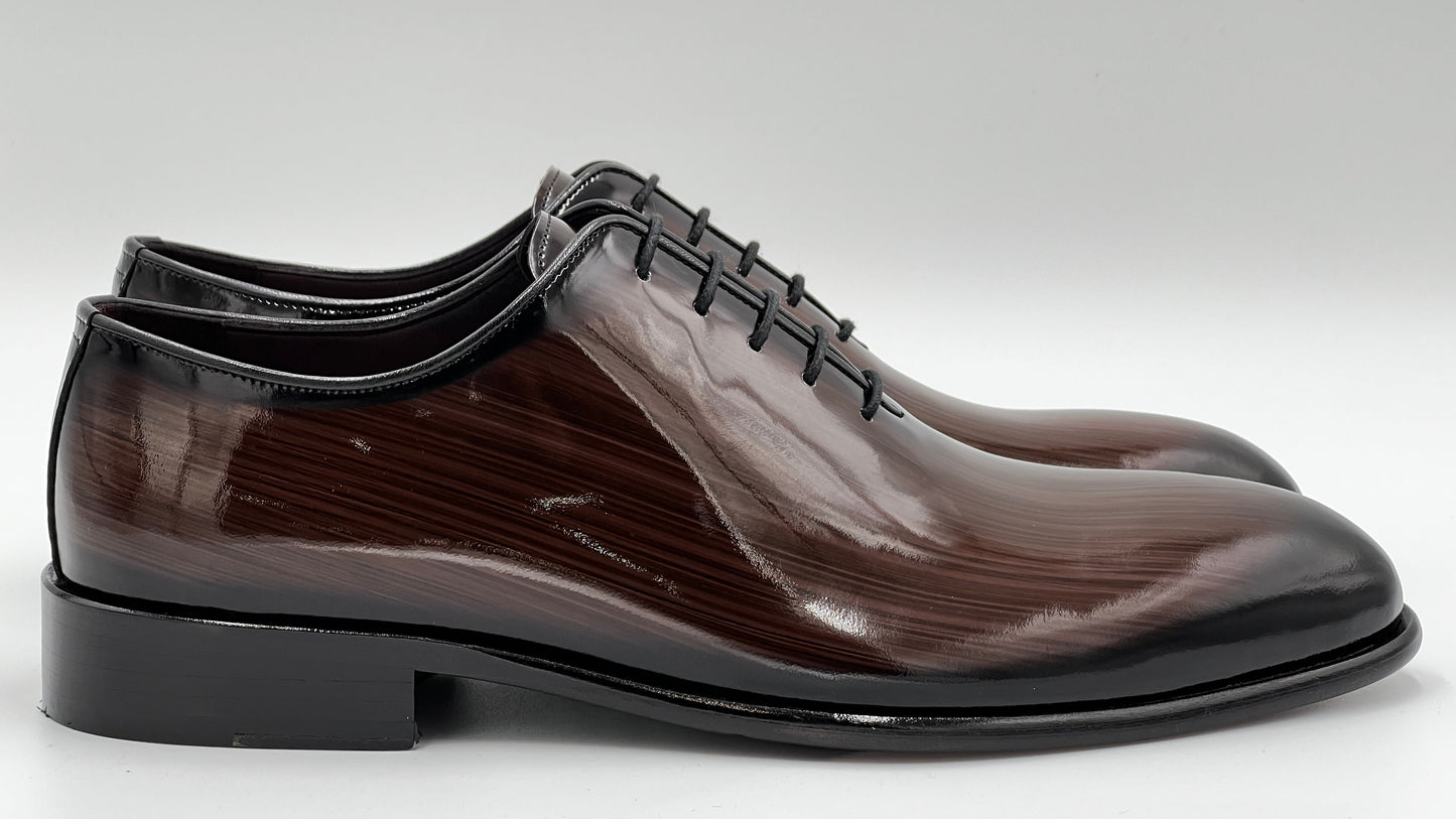 PLOSA Handpaint Wholecut Oxford Brown Leather Shoes - Alvarenzo shoes