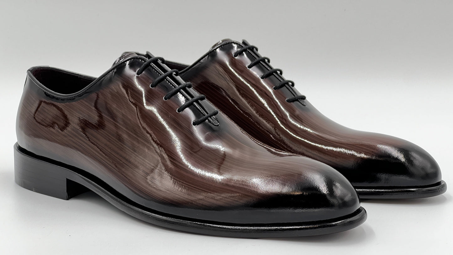 PLOSA Handpaint Wholecut Oxford Brown Leather Shoes - Alvarenzo shoes