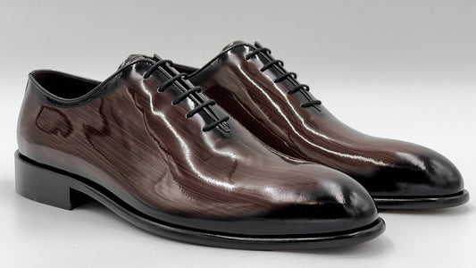 PLOSA Handpaint Wholecut Oxford Brown Leather Shoes - Alvarenzo shoes