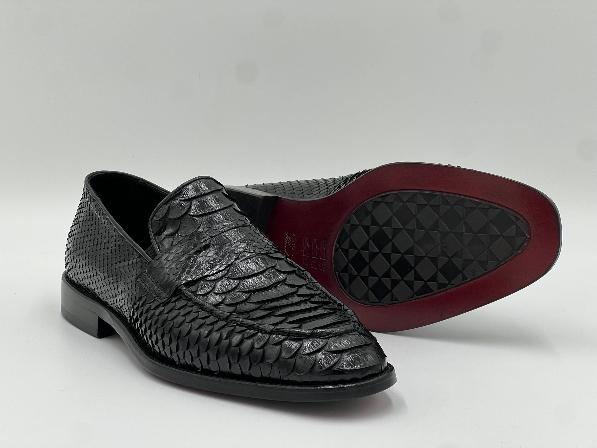 Python Leather Loafer — Black - Alvarenzo shoes