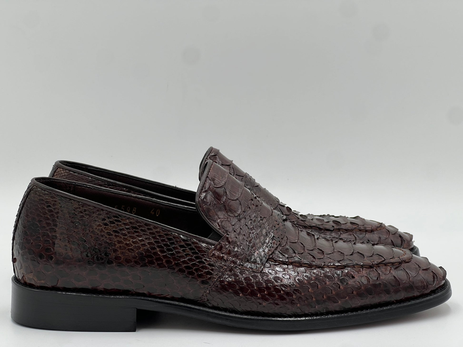Python Leather Loafer — Dark Brown - Alvarenzo shoes