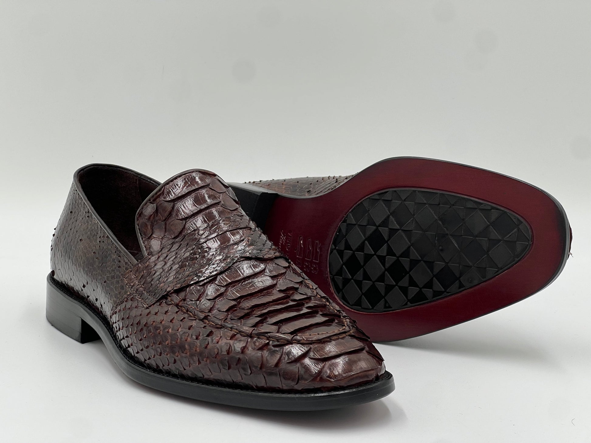 Python Leather Loafer — Dark Brown - Alvarenzo shoes