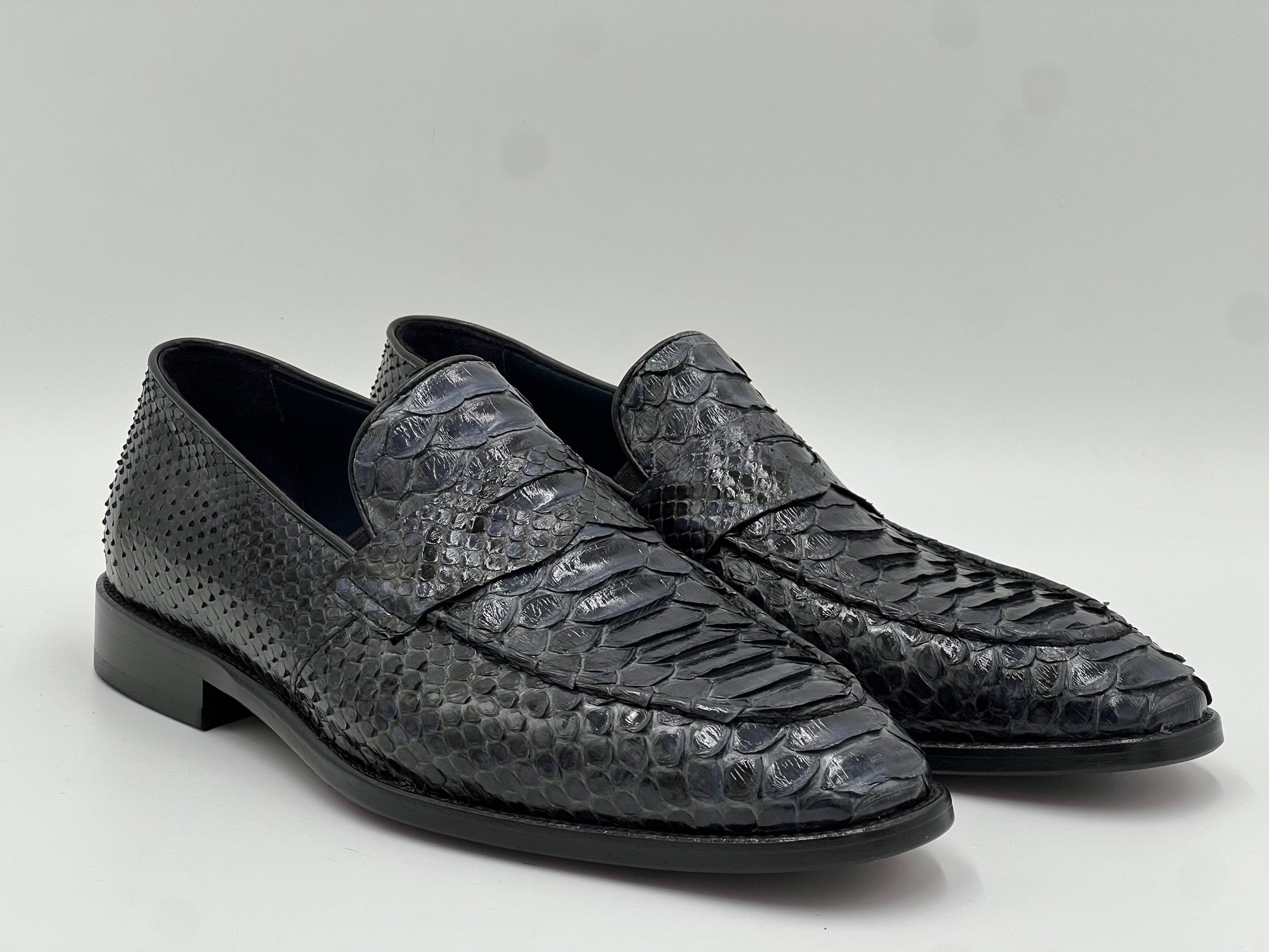 Python Leather Loafer — Navy - Alvarenzo shoes