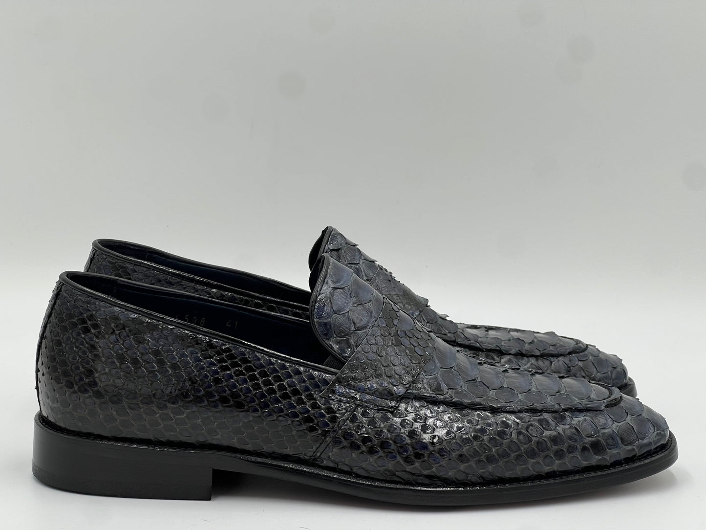 Python Leather Loafer — Navy - Alvarenzo shoes