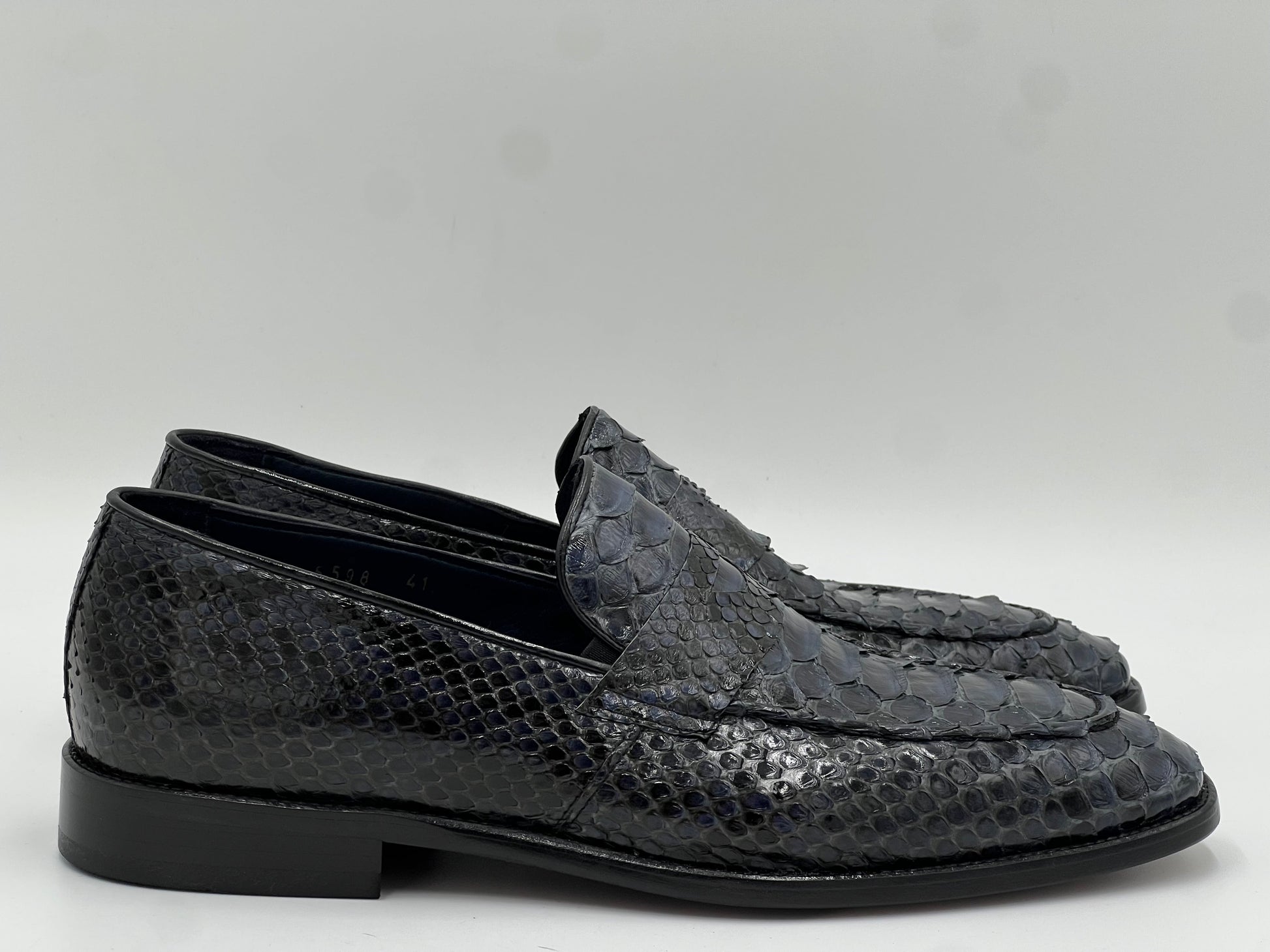 Python Leather Loafer — Navy - Alvarenzo shoes