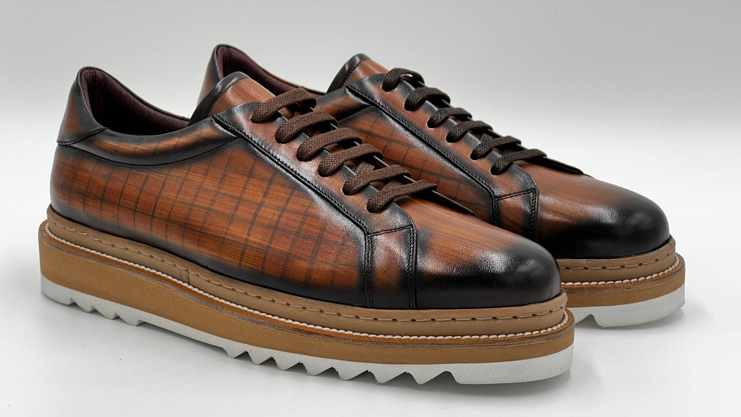 SAİNT Dress Sneaker Handpaint Mint Blue Leather Shoes - Alvarenzo shoes