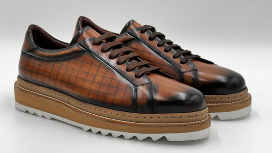 SAİNT Dress Sneaker Handpaint Mint Blue Leather Shoes - Alvarenzo shoes