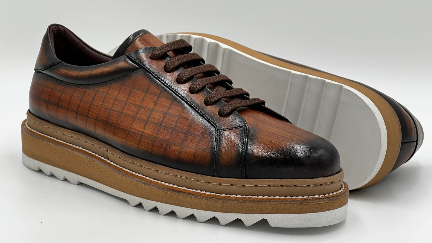 SAİNT Dress Sneaker Handpaint Mint Blue Leather Shoes - Alvarenzo shoes
