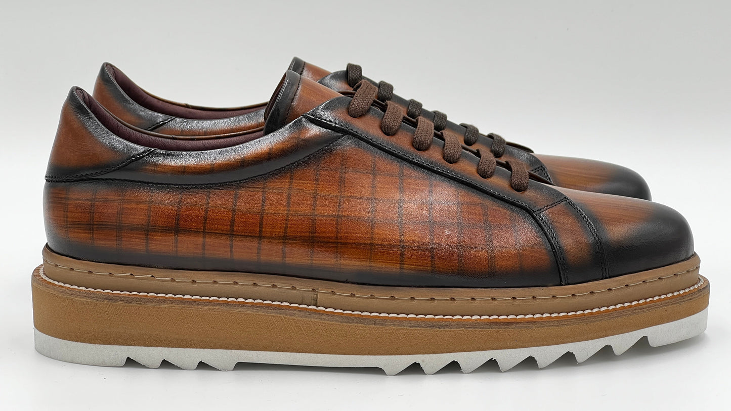 SAİNT Dress Sneaker Handpaint Mint Blue Leather Shoes - Alvarenzo shoes