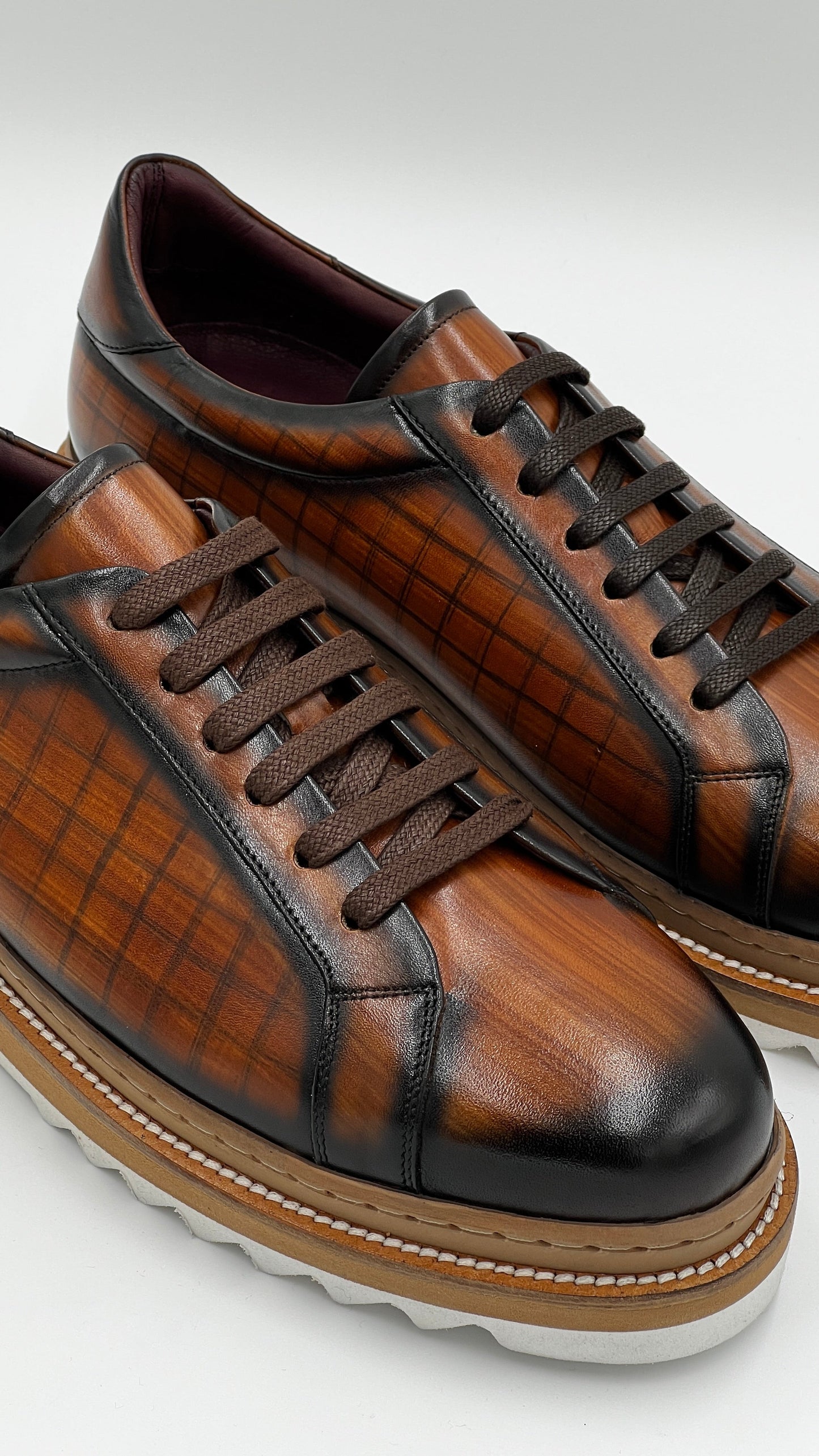 SAİNT Dress Sneaker Handpaint Mint Blue Leather Shoes - Alvarenzo shoes