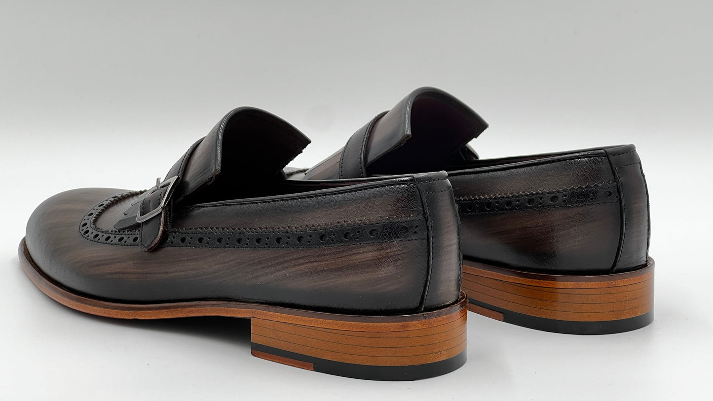 SMARK Handpaint Loafer Brown Leather Shoes - Alvarenzo shoes