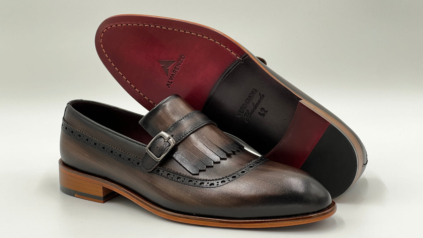 SMARK Handpaint Loafer Brown Leather Shoes - Alvarenzo shoes