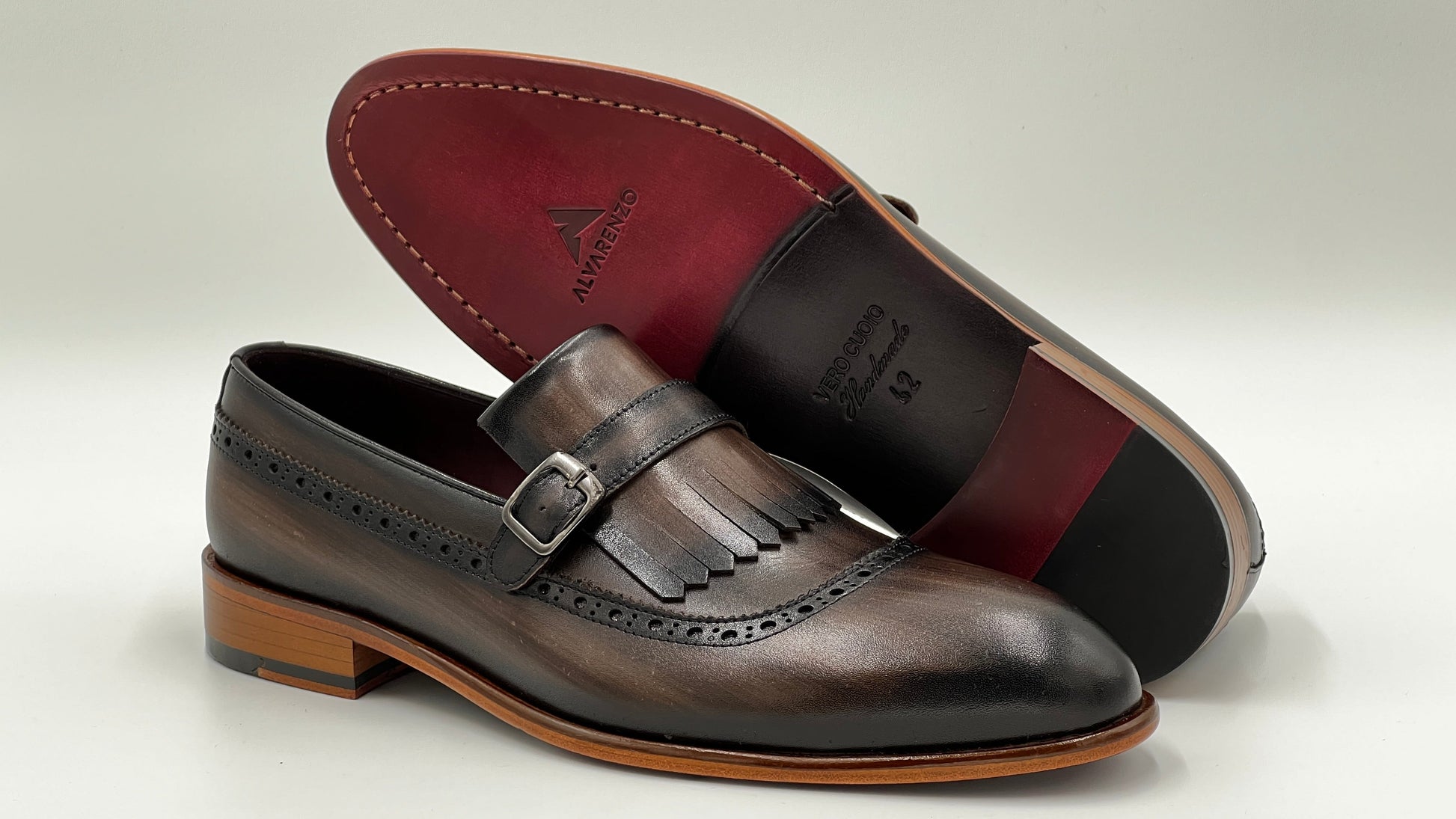 SMARK Handpaint Loafer Brown Leather Shoes - Alvarenzo shoes