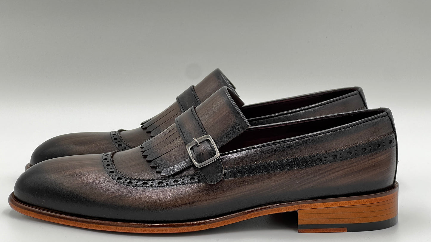 SMARK Handpaint Loafer Brown Leather Shoes - Alvarenzo shoes