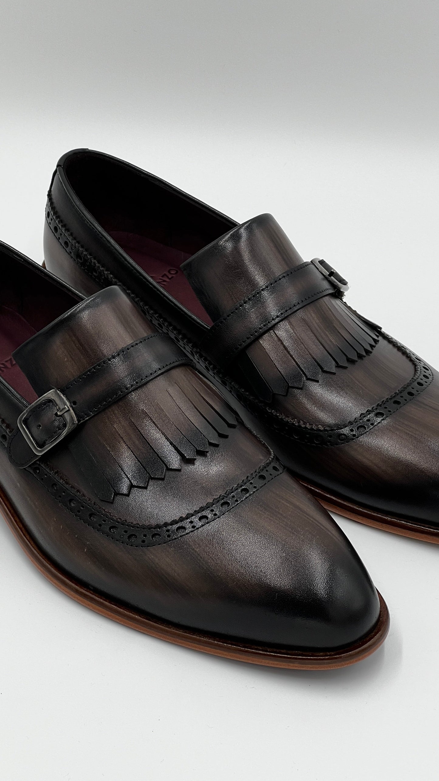 SMARK Handpaint Loafer Brown Leather Shoes - Alvarenzo shoes