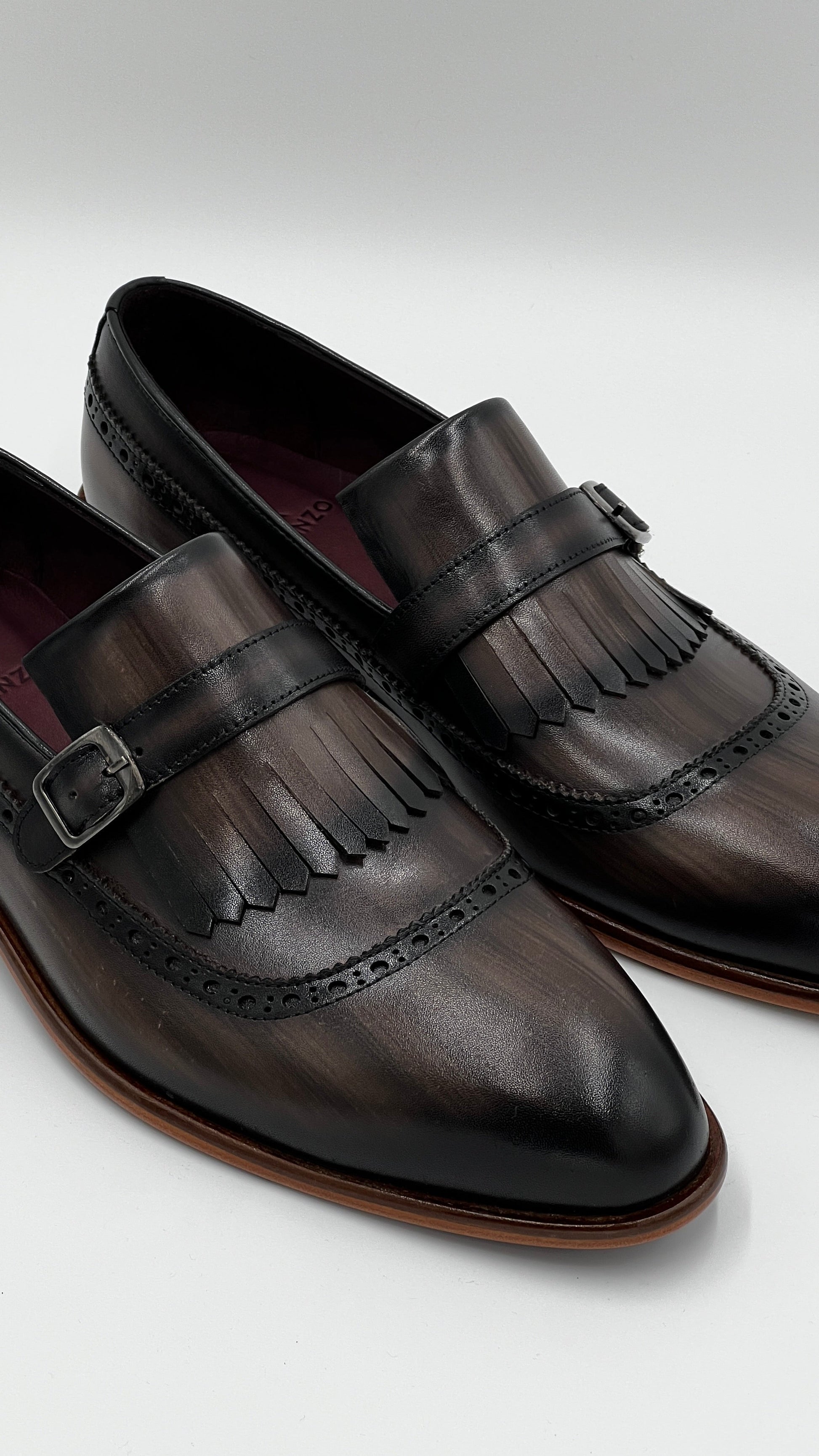 SMARK Handpaint Loafer Brown Leather Shoes - Alvarenzo shoes