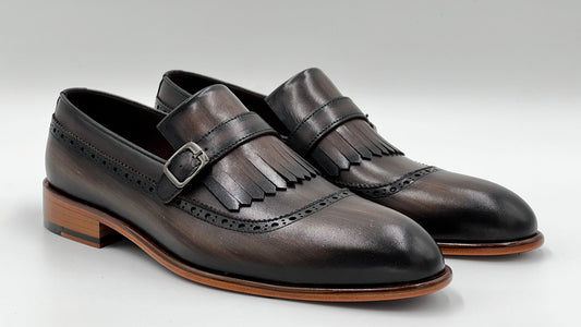 SMARK Handpaint Loafer Brown Leather Shoes - Alvarenzo shoes