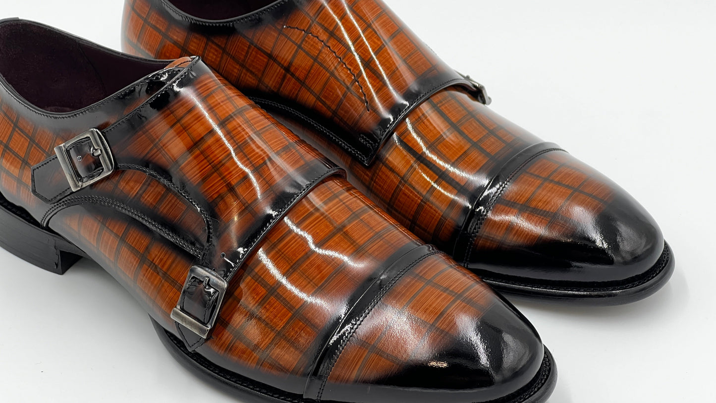 TORİNO Handpaint Brown Monkstraps Leather Shoes - Alvarenzo shoes