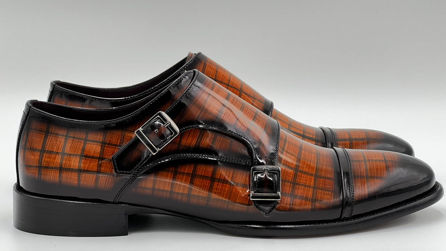 TORİNO Handpaint Brown Monkstraps Leather Shoes - Alvarenzo shoes