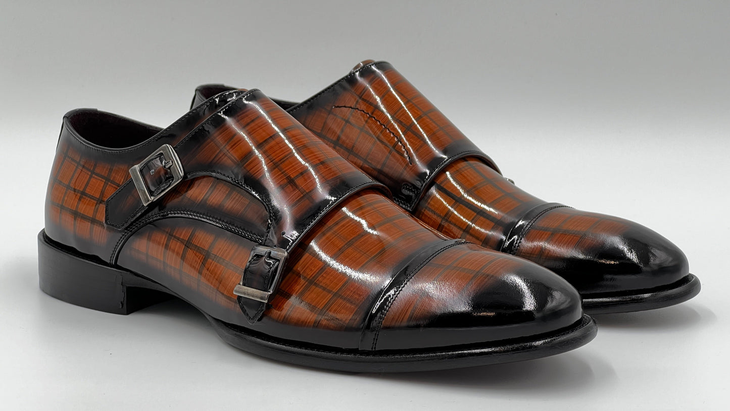TORİNO Handpaint Brown Monkstraps Leather Shoes - Alvarenzo shoes