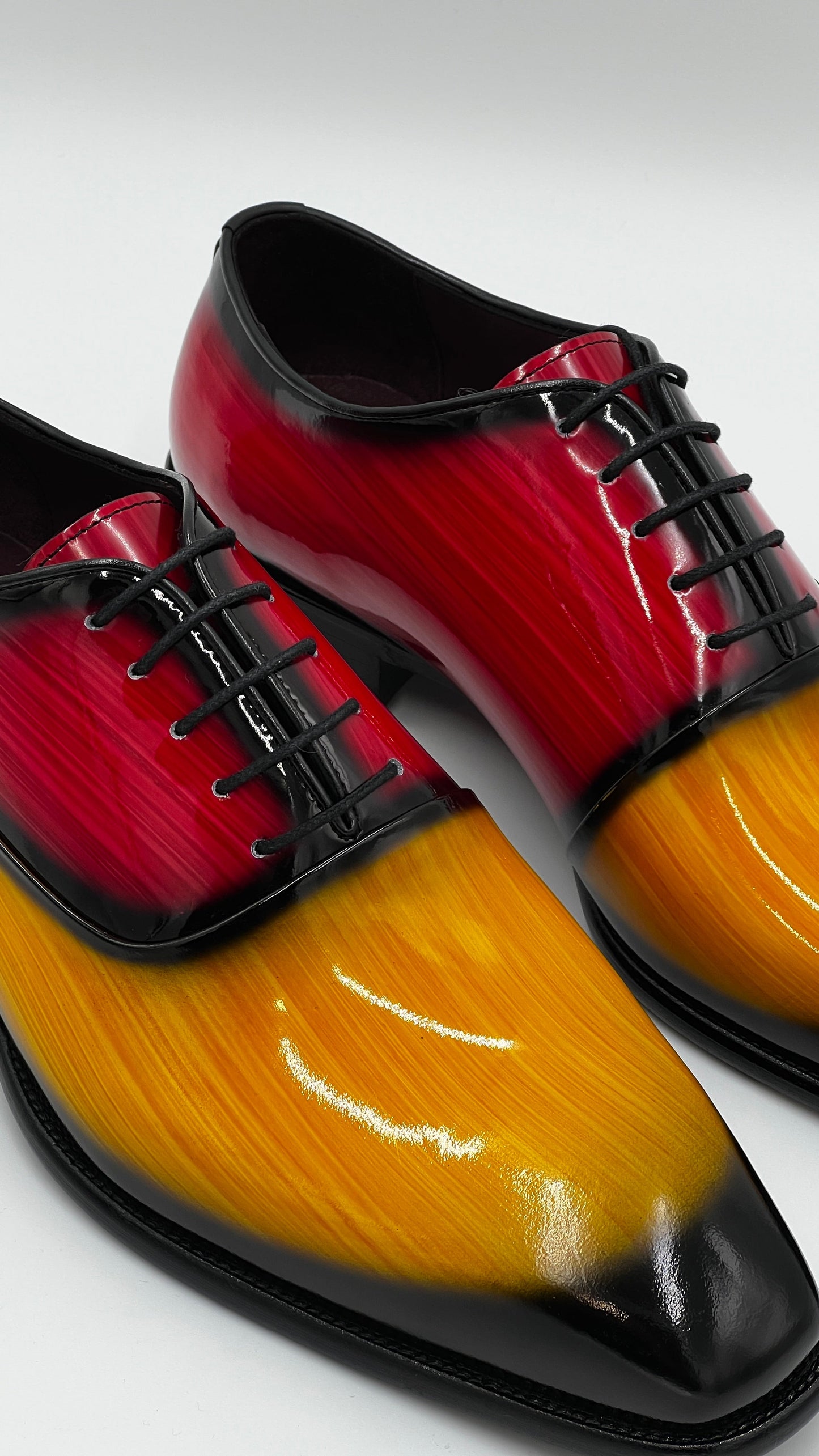 VANDA Handpaint Wholecut Oxford Yellow - Red Leather Shoes - Alvarenzo shoes